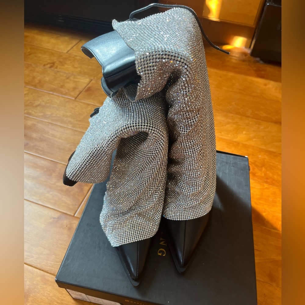 New Azalea Wang Embellished Stiletto Boot Black